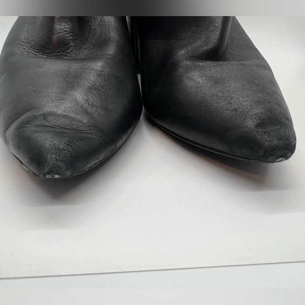 Steve Madden Black Leather Block Heel Ankle Boots Booties Sz 9 - Picture 7 of 11